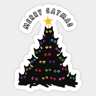 Merry Catmas. Funny Christmas Sticker